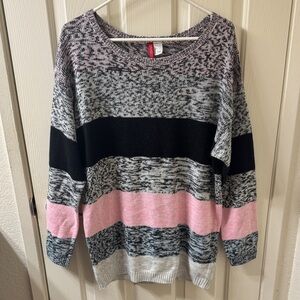 H&M Women's Colorblock Sweater - Pink, Black, Gray